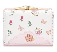 YINHEXI Wallet Women, RFID Blocking Small Compact Trifold PU Leather Card Holder Purse with Coin Pocket & ID Window for Ladies, Ladies, Teens, and Girls, Floral Pink2, Cute