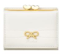 YINHEXI Wallet Women, RFID Blocking Small Compact Trifold PU Leather Card Holder Purse with Coin Pocket & ID Window for Ladies, Ladies, Teens, and Girls, Bow White, Cute