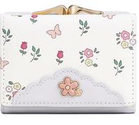 YINHEXI Wallet Women, RFID Blocking Small Compact Trifold PU Leather Card Holder Purse with Coin Pocket & ID Window for Ladies, Ladies, Teens, and Girls, Floral Lavender, Cute