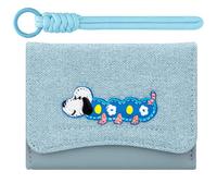 YINHEXI Wallets Girls Cute Coquette Bow Small Wallet with Key-chain Aesthetic Card Holder with ID Window Purse for Women, Blue Dog, Tri-fold