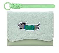 YINHEXI Wallets Girls Cute Coquette Bow Small Wallet with Key-chain Aesthetic Card Holder with ID Window Purse for Women, Blue Dog, Tri-fold