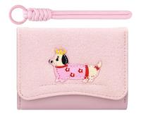 YINHEXI Wallets Girls Cute Coquette Bow Small Wallet with Key-chain Aesthetic Card Holder with ID Window Purse for Women, Black, Tri-fold