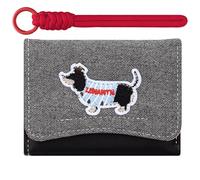 YINHEXI Wallets Girls Cute Coquette Bow Small Wallet with Key-chain Aesthetic Card Holder with ID Window Purse for Women, Black Dog, Tri-fold
