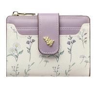 YINHEXI Women’s Wallet, Compact and Small RFID Blocking Bifold PU Leather Card Holder, Mini Purse with Coin Pocket for Ladies, Girls, Floral Lavender, Minimalist