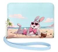 YINHEXI Women's Bifold Wallet with Accordion Card Organizer RFID Blocking Small Leather Purse Credit Card Holder for Women Ladies Teens with ID Window, Blue Rabbit, Simple