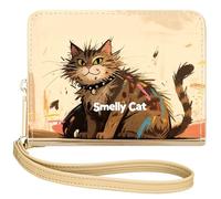 YINHEXI Women's Bifold Wallet with Accordion Card Organizer RFID Blocking Small Leather Purse Credit Card Holder for Women Ladies Teens with ID Window, Graffiti Cat, Simple