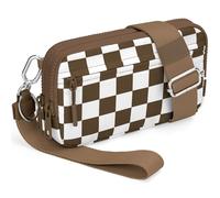 YINHEXI Wristlet Crossbody Wallets for Women Nylon Quilted Travel Bag Wallet with Strap, 4 Zippers Cell Phone Bag Purse, Brown, Classic