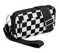 YINHEXI Wristlet Crossbody Wallets for Women Nylon Quilted Travel Bag Wallet with Strap, 4 Zippers Cell Phone Bag Purse, Black, Classic