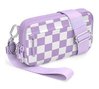 YINHEXI Wristlet Crossbody Wallets for Women Nylon Quilted Travel Bag Wallet with Strap, 4 Zippers Cell Phone Bag Purse, Lavender Purple, Classic