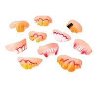 Yinhing 10 Pcs Fake Teeth, Ugly Halloween Teeth for Werewolf Zombie Costume, Rubber Denture Model for Party Role Play Cosplay