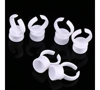 Yinhing 100pcs Disposable Ink Rings Cup Holder for Pigment Artists Home Use Clear Ink Cups Finger Fit Open Design Easy Cleanup (NO)