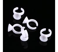 Yinhing 100pcs Disposable Ink Rings Cup Holder for Pigment Artists Home Use Clear Ink Cups Finger Fit Open Design Easy Cleanup (Without Partition)