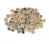 Yinhing 100Pcs Mixed Printing Wooden Buttons 2 Holes Round Decorative Wooden Craft Buttons in Log Color for DIY Sewing Projects Quilting Scrapbooking and Other Crafts (#3)