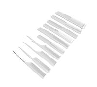 Yinhing 10Pcs Hair Brush Set With Various Shapes Tail and Double Teeth Combs for Professional Hair Styling Cutting and Salon Use In Elegant White Color