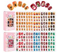 Yinhing 120Pcs Halloween Christmas Press on Nails for Kids, False Nails with Pre Glue, Full Cover for Girls and Women (2)