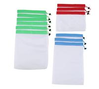Yinhing 12Pcs Reusable Drawstring Mesh Bags for Grocery Vegetables Fruits Lightweight Polyester Storage Sacks for Toys Travel