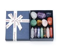 Yinhing 14 Pcs Premium Crystals Kit with 7 Chakra Set Hexagonal Column Irregular Stones Healing Crystals Spiritual Stones Beautiful Labradorite for Meditation Energy Work and Healing