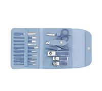 Yinhing 16 PC Professional Carbon Steel Manicure Set, Eyebrow Scissors and Pedicure Kit (Sky Blue)