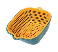 Yinhing 2 in Vegetable Washing Basket Sink Thick Double Layer Plastic Strainer for Fast Draining Safe Colander Bowl Set for Fruits and Veggies (L)