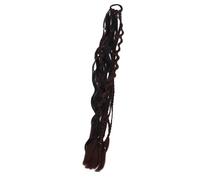 Yinhing 23.6in Elastic Dread Ponytail Extension Braided Ponytail Hairpiece Bohemian Style with Beads Shells for Travel Music Festival (Black)