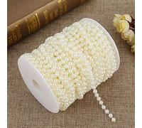 Yinhing 25m Pearl Bead String for DIY Wedding Decoration 6mm Beige Imitation Pearl Wire Garland Shiny and Lifelike Design for Christmas and Event Decor (Beige)