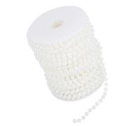Yinhing 25m Pearl Bead String for DIY Wedding Decoration 6mm Beige Imitation Pearl Wire Garland Shiny and Lifelike Design for Christmas and Event Decor (White)