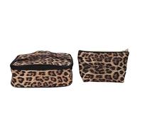 Yinhing 2Pcs Leopard Print Makeup Bag Set Multifunctional Large Capacity Cosmetic Stylish Travel Pouch for Beauty Ideal for Makeup Artists and Use