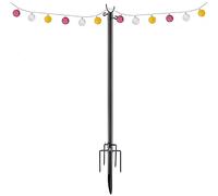 Yinhing 2PCS Set Metal String Light Poles, 10ft Outdoor Hanging Poles Camping Light Rod with Hook for Patio,Backyard,Garden,Party