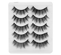 Yinhing 5 Pairs False Eyelashes Thick Curly Lashes Like Real Hair, 3D Layered for Eye Makeup with Soft Comfortable Fit for Dating Stage Daily Use (010)