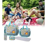 Yinhing 5Pcs Stylish Mummy Bags for Feeding Bottles Food Diapers Large Capacity Multi Functional Maternity Bags for Modern Moms and Dads (Grey)