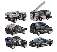 Yinhing 64 Scale Engineering Car Model Set of 6 Alloy Simulation Vehicles for Kids Die Cast Toy Cars with Friction Power (Type A SWAT series)