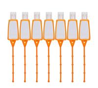 Yinhing 7pcs Portable Liquid Soap Bottle Empty Travel Bottle Set with Silicone Sleeve for Hand Soap Lotion 30ml X 7 Refillable ABS Material Lightweight (Square + set orange)