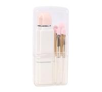 Yinhing 8 Pcs Makeup Brush Set Soft Retractable Powder Brush Mini Portable Brushes with Storage Box for Travel Makeup Application (Coconut Milk White)