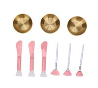 Yinhing 9 Piece Facial Spa Set DIY Face Bowl 3 Stainless Steel Mixing Bowls Fan Brushes Spatulas for Home Esthetician Travel Skincare with Glossy Finish Soft Nylon Bristles (Gold)