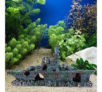 Yinhing Aquarium Shipwreck, Fish Tank Decorations Lost Wrecked Boat Ship Sunken Ship Decorations Simulation Hide Boat Large Aquarium Decor for Freshwater Saltwater Accessories