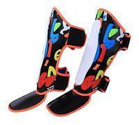 Yinhing BN FIGHT 'S Shin Guards for Boxing Muay Thai Taekwondo Training Protective Gear for Kids S Size (graffiti-black)