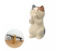 Yinhing Cat Office Decor, 1PCS Cute Cat Ornament Cat Pen Holder, Cat Phone Holder, Cat Glasses Display Stand, Cat Decoration,Home Desk Trinkets (Clasp Hands Tri Colored Cat)