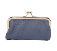 Yinhing Clasp Lock Makeup Bag PU Leather Elegant Travel Cosmetic Pouch with Mirror for Women On The Go Touch Ups and Daily Commute Compact Size 14.5x7.5x5cm (Blue)