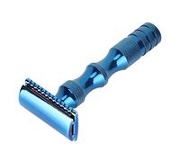 Yinhing Classic Men Anti Skid Metal Handle Dual Shaver Vintage Style Manual for Smooth Shaving Blue Black Colorful 4x2.5x9.5cm (Blue)