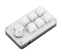 Yinhing Customizable Knob Mechanical Gaming Keypad One Handed 6 Key Shortcut Programmable Keyboard in White (Black White)