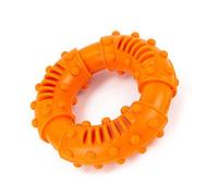 Yinhing Dog Rubber Teeth Grinding Donut Shaped Bite Chew Toy for Pets Slip Design Ideal for Teeth and Oral Health Safe and Blue Color (Orange)