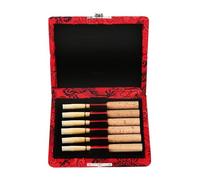 Yinhing Double Reed Oboe Oboe Reed Case Ree 6 Piece Case Holder Wooden Silk Cloth Storage Box for Reeds Green Color (Red)
