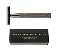 Yinhing Double Safety Trimmer, Clean Thorough Manual Beard Groomer with Detachable for Men, Matt Black Zinc Alloy Stainless Steel
