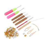Yinhing Dreadlocks Tool Set, Dreadlocks Braid Rings Hair Extension Crochet Hook, with 11 Crochet Hooks and 100 Hair Rings, for Dreadlocks Braids Extensions Updos (Gold)