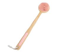 Yinhing Dual Sided Bath Brush, Long Handle Back Scrubber with Dense Nylon and Soft Silicone Brush Heads for Lymphatic Drainage and Exfoliation (Roseate)