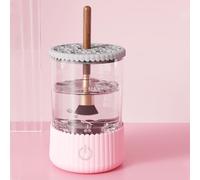 Yinhing Electric Makeup Brush Cleaner and Dryer Machine 7000RPM with Transparent Body Modes Large Capacity for Brush Sizes USB Powered Portable Make Up Cleaner (Pink)