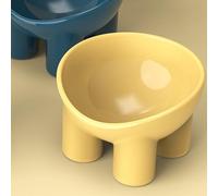 Yinhing Elevated Pet Bowl Multifunctional Tilted Design for Cats Dogs Ergonomic Neck Friendly Feeding Solution in Yellow Easy to Plastic (Yellow)