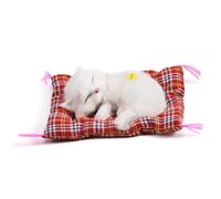 Yinhing Fake Cat in Bed Cat Soft Toy Realis Kids Sleeping Simulation Plush Toy White Stuffed Doll for Home Decoration Random Cushion (All white napping)