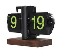 Yinhing Flip Clock Vintage, Large Numbers Mechanical Clock, Flip Desk Clock, with Wood Base, 12h Digital Flip Clock for Living Room,Outdoor,Commercial Places (Frosted Black Frame Green