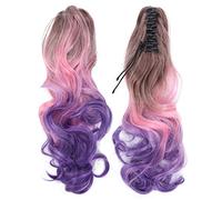 Yinhing Gradient 3 Colors Claw Hair Wig Extensions Hairpiece Curly Ponytail 55cm Soft Looking Synthetic Hair For Women Daily Party Halloween (Style: six)